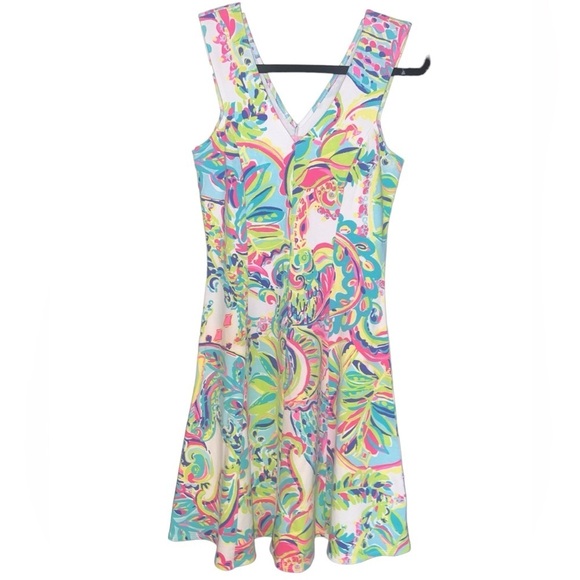EUC Lilly Pulitzer Dahlia Fit & Flare Dress in Resort White Toucan Play X-Small - Picture 2 of 6